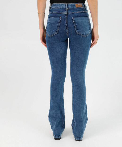 Calça Boot Cut Feminina Lipo Cinta Modeladora Sawary Azul