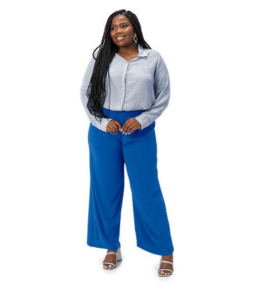 Calça Feminina Plus Size Em Viscose Secret Glam Azul