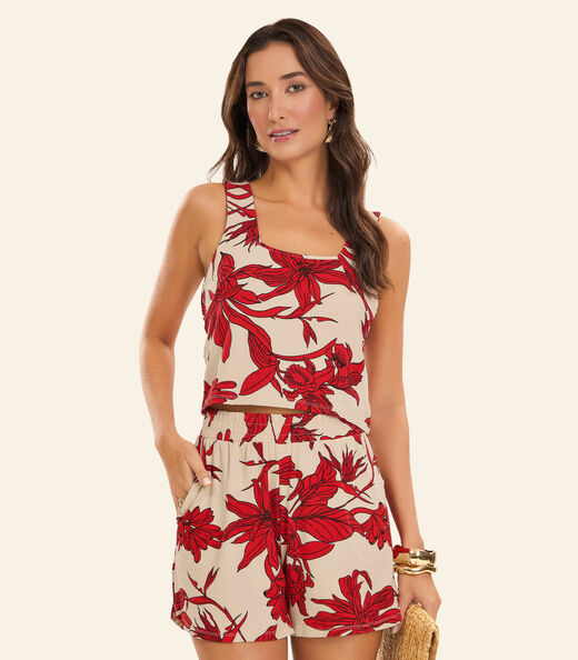 Conjunto Regata com Shorts Feminino Rovitex Vermelho