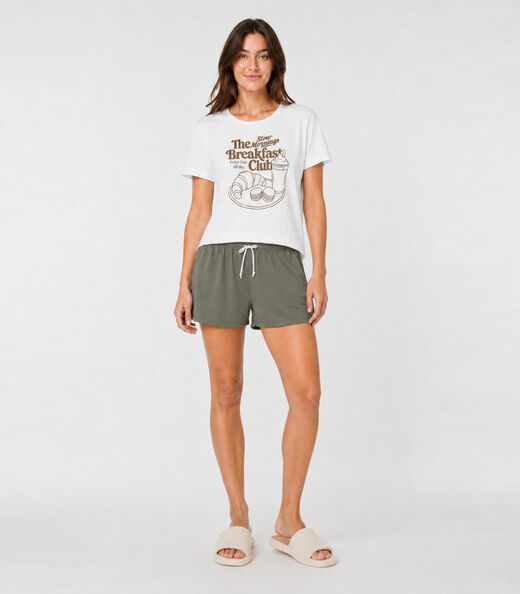 Pijama Feminino Shorts E Blusa Infinita Cor Verde