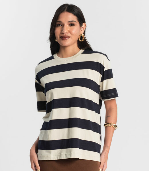 T- Shirt Feminina Cotton Leve Rovitex Azul