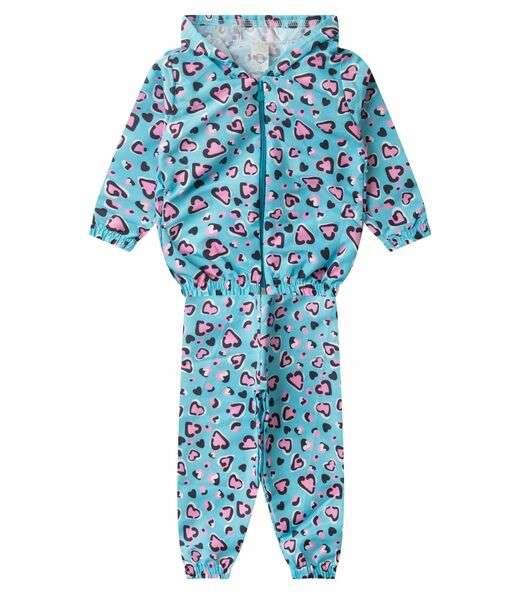 Conjunto Corta Vento Menina com Capuz Kappes Azul