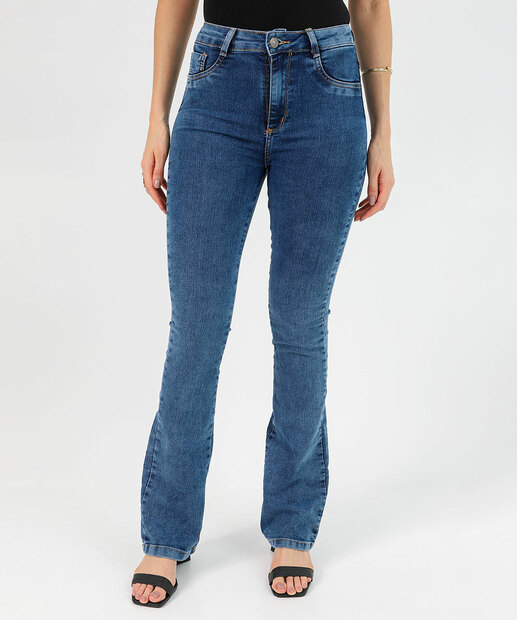 Calça Boot Cut Feminina Lipo Cinta Modeladora Sawary Azul