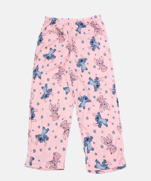 Pijama Infantil Stitch Manga Longa Tam 4 a 12 Rosa