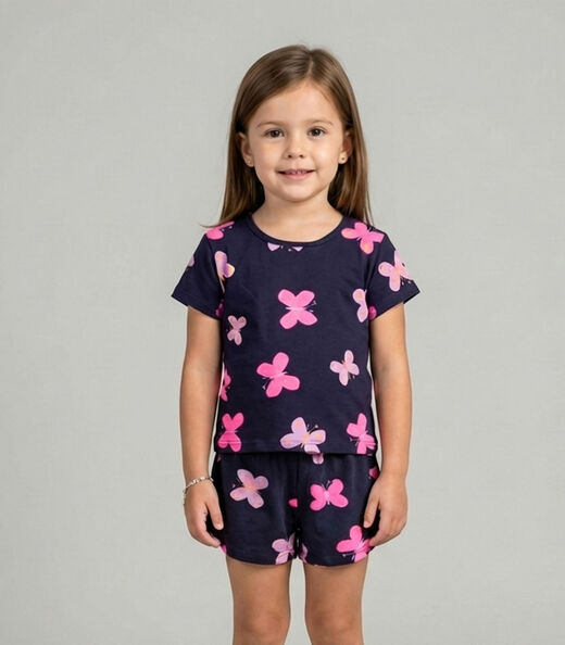 Image_Pijama Infantil Feminino Blusa E Short Select Azul