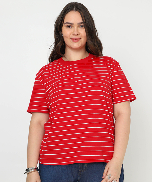 Image_Blusa Plus Size Feminina Listrada Marisa Vermelho