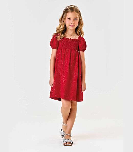 Vestido Curto Lastex Cotton Glitter Trick Nick Vermelho
