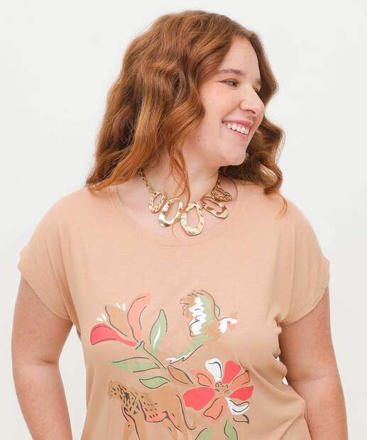 Blusa Plus Size Feminina Estampa Frontal Marisa