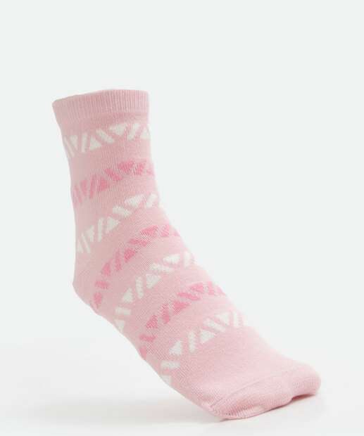 Kit 3 Pares Meias Soquete Feminina Estampadas