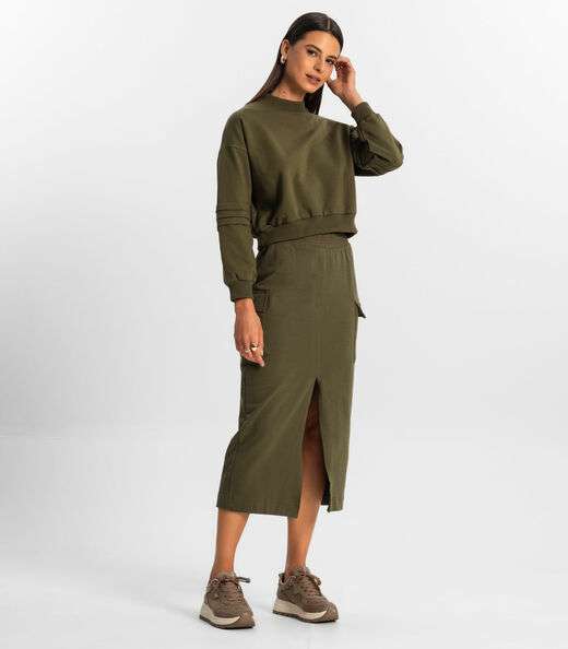 Saia Midi Cargo Feminino Rovitex Verde