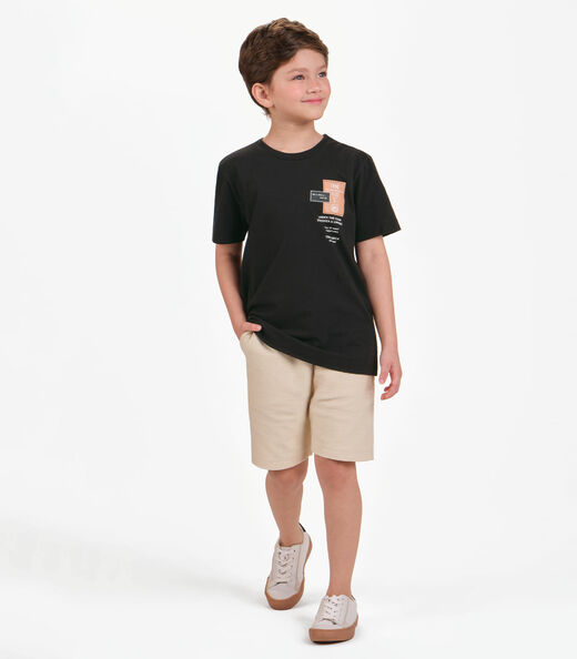 Camiseta Menino em Meia Malha Trick Nick Preto