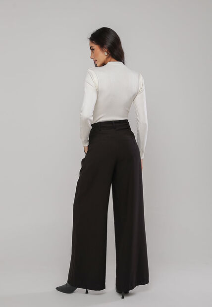 Blusa de Tricot Com Tramas Texturizada Branco Salvatore