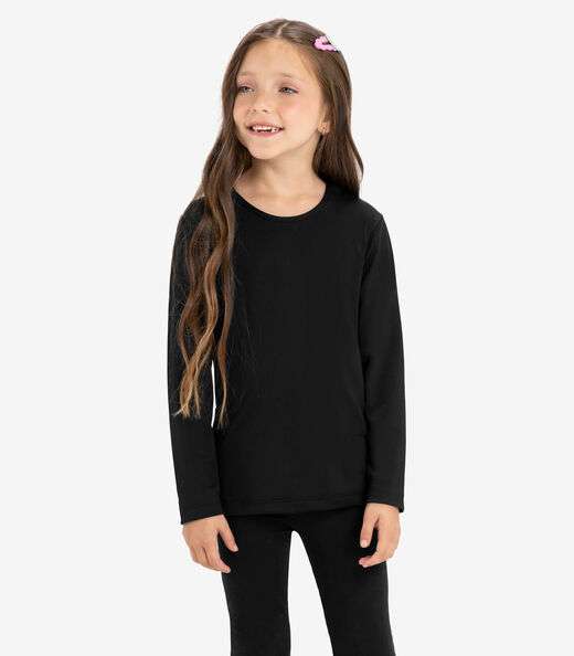 Camiseta manga longa malha térmica Rovi Kids Preto