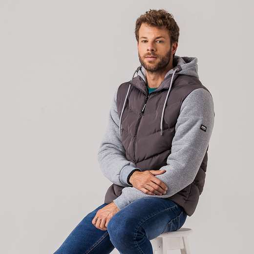 Jaqueta Puffer com Moletom Masculina Urban Rock e Soda
