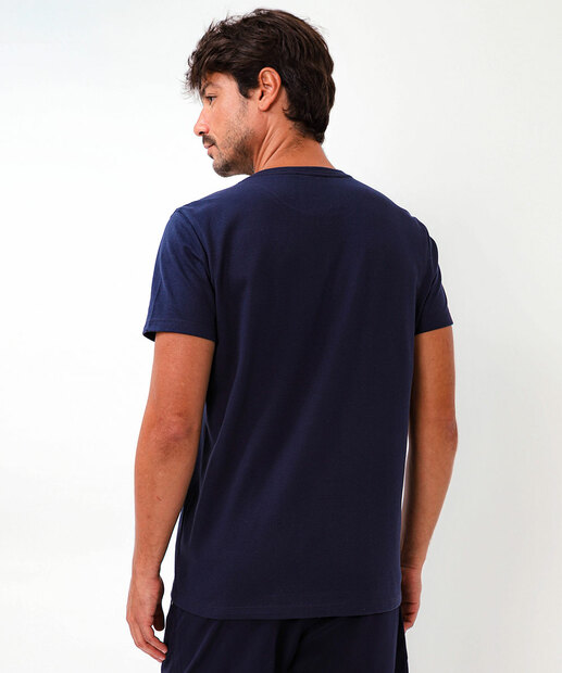 Camiseta Masculina Textura Estampada Marisa Azul