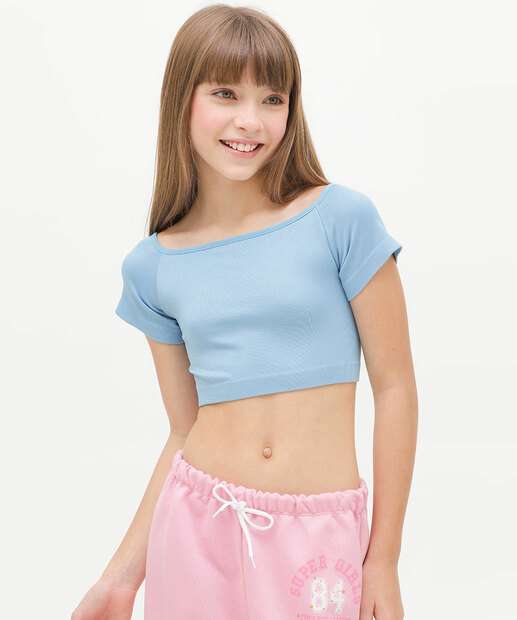 Image_Blusa Juvenil Cropped Sem Costura Marisa Tam 10 a 16