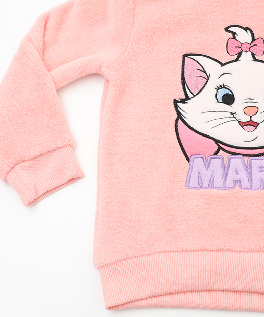 Blusão Infantil Fleece Capuz Bordado Marie Tam 1 a 3 Rosa