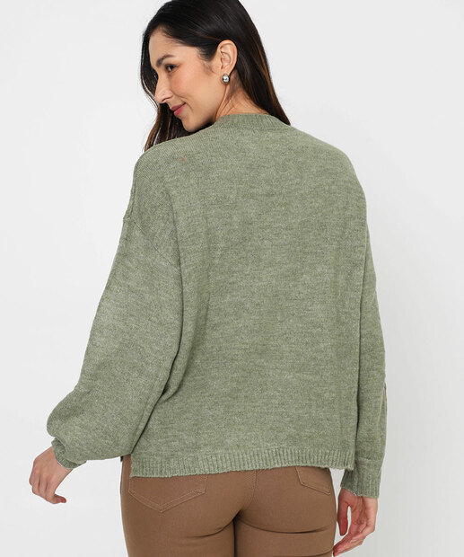 Suéter Feminino Tricô Trançado Marisa Verde