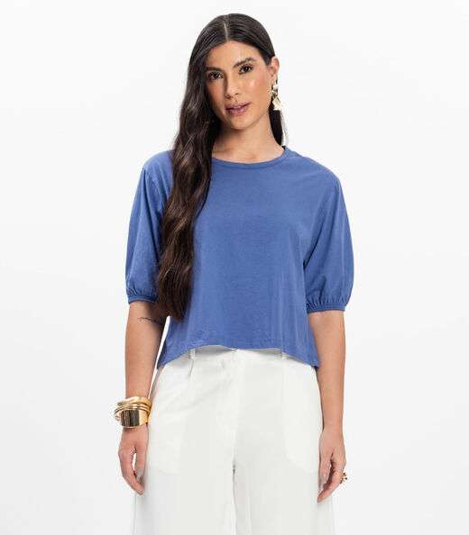 Image_Blusa Manga Camponesa Feminina Rovitex Azul