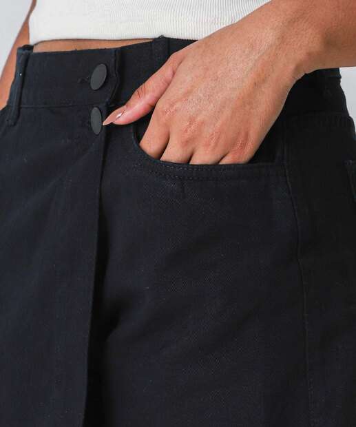 Short Saia Feminino Sarja Preto