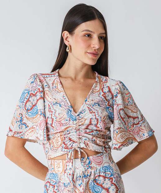 Image_Blusa Cropped Feminina Estampada Drapeado Marisa Bege