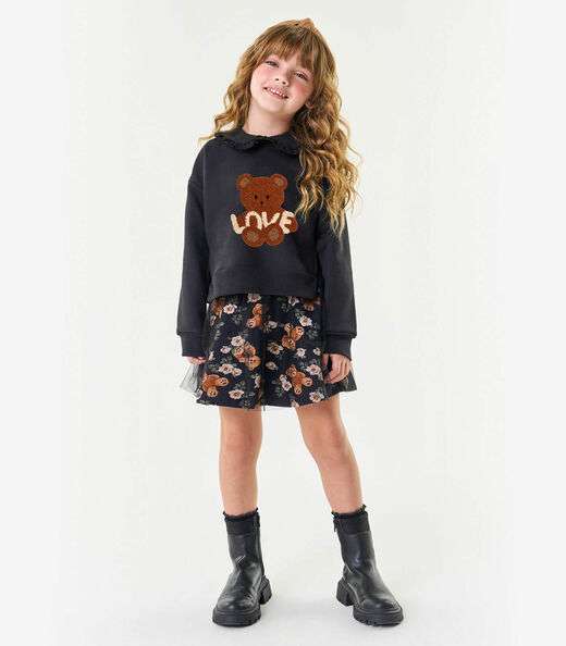 Conjunto Infantil Blusão Com Saia Trick Nick Preto