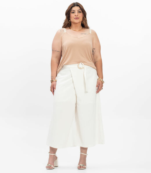 Blusa de Alça Feminina Plus Size Secret Glam Marrom