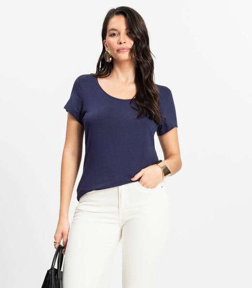 Image_Blusa Feminina Viscotorcion Básica Rovitex Azul