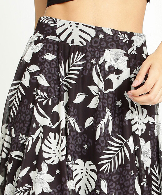 Saia Midi Feminina Tule Estampada Marisa