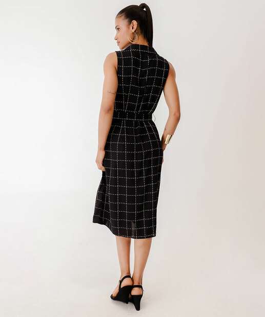 Vestido Feminino Chemise Midi Quadriculada Marisa