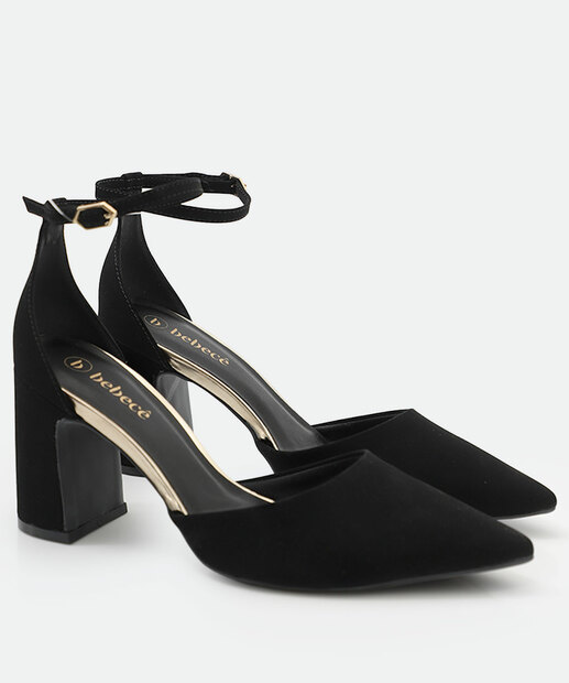 Scarpin Feminino Slingback Salto Grosso Bebecê Preto