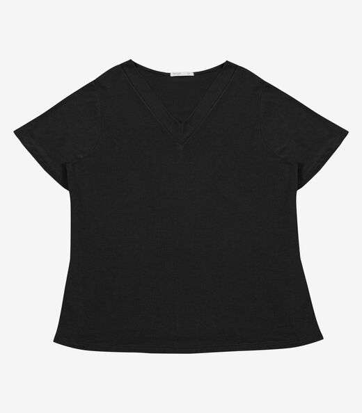 Blusa Visco Tricot Plus Size Secret Glam Preto