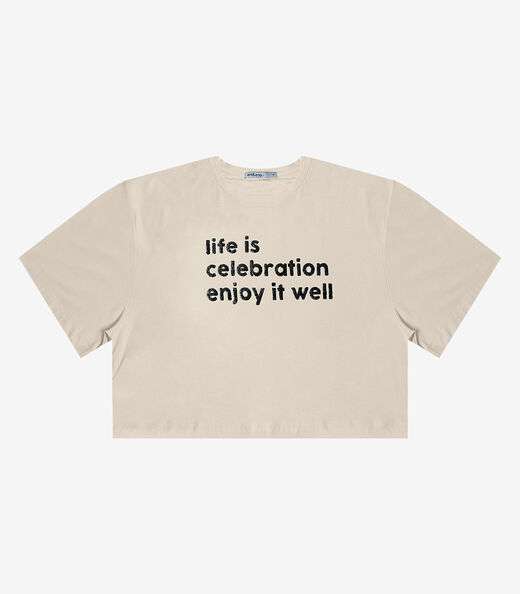 T- Shirt Feminina em Viscose Creponada Endless Bege