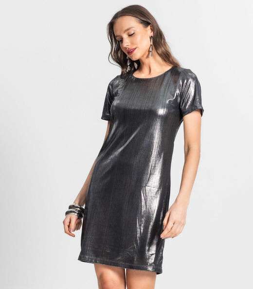 Vestido Feminino Metalizado Endless Cinza