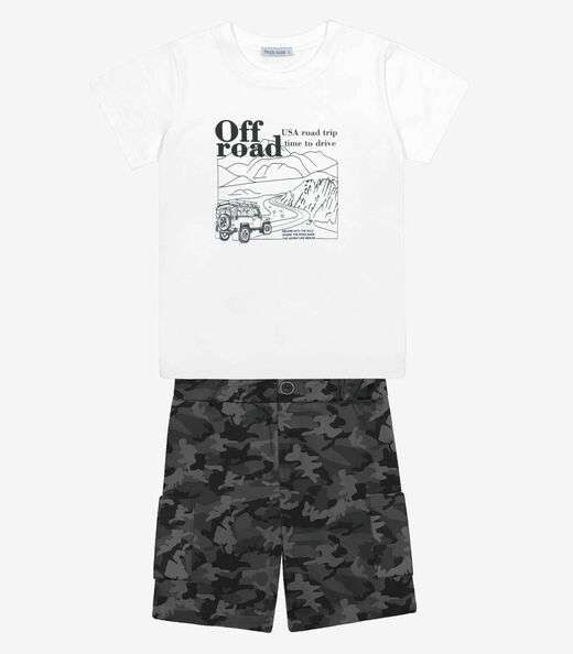 Conjunto Infantil Camiseta Com Bermuda Trick Nick Branco