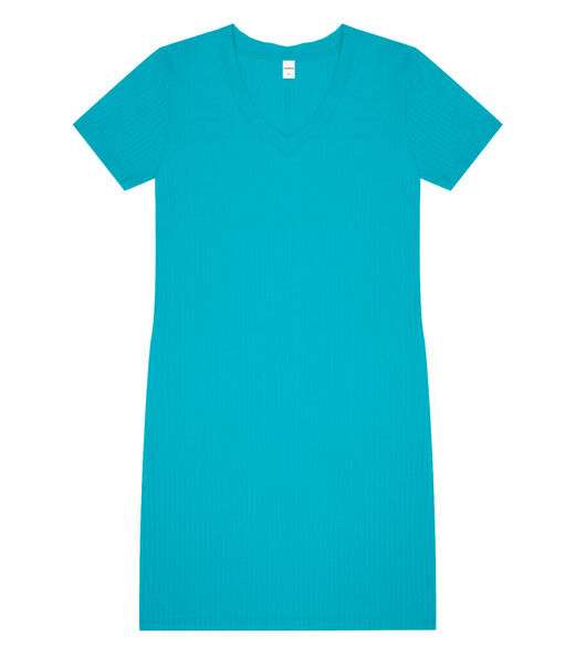 Vestido Feminino Em Ribana Canelada Rovitex Azul