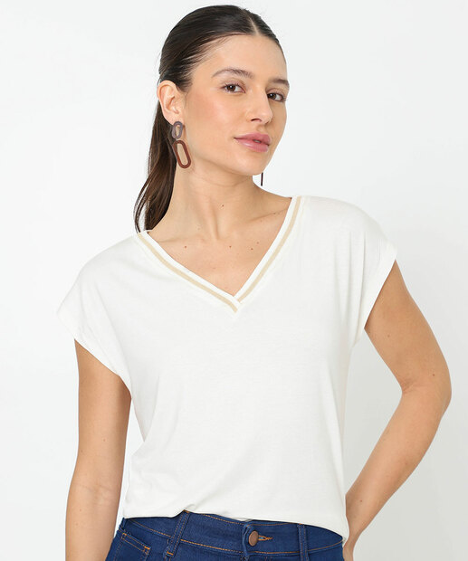 Image_Blusa Feminina Retilínea Manga Curta Marisa Off White