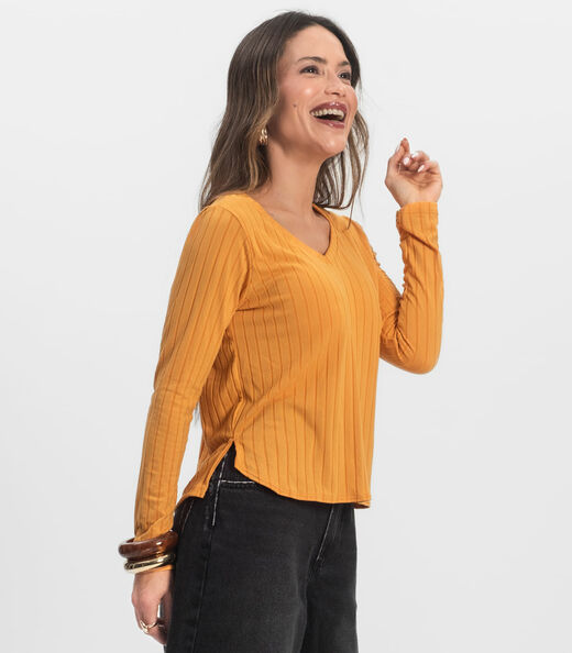 Blusa Manga Longa Infinita Cor Amarelo
