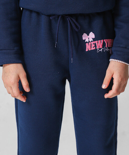 Conjunto Infantil Moletom Estampado Capuz Marisa Tam 4 a 10 Azul