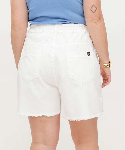 Short Plus Size Sarja Feminino Barra Desfiada 