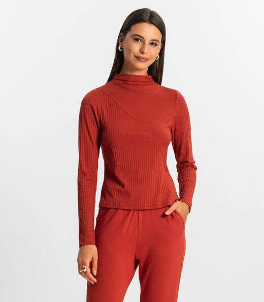 Blusa Manga Longa Feminina Rovitex Laranja