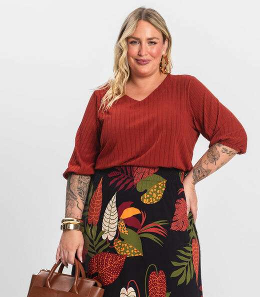 Image_Blusa Canelada Plus Infinita Cor Laranja