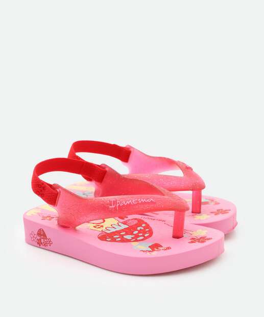 Chinelo Ipanema Infantil Bebê Estampada Rosa