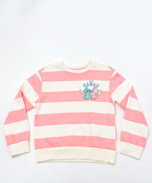 Image_Blusão Infantil Moletinho Stitch Listrada Tam 4 a 10 Off White