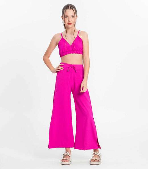 Top Juvenil Feminino Em Crepe Minty Rosa