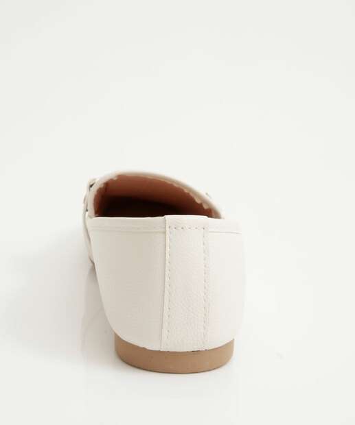 Mocassim Loafer Feminino Bico Quadrado Off White