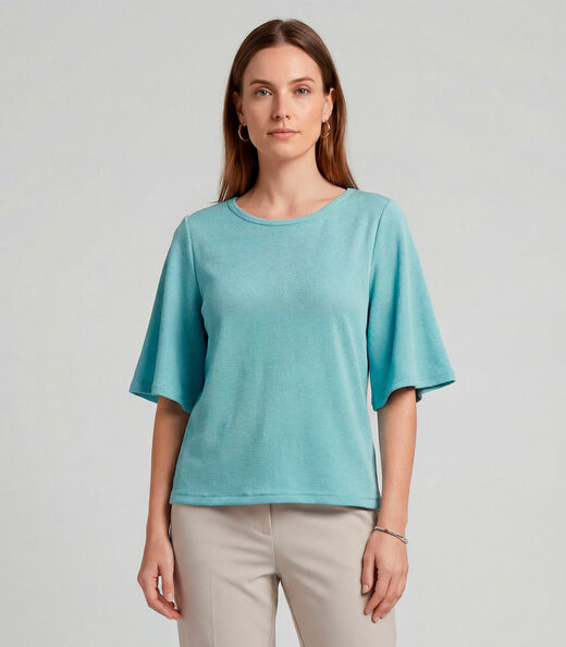 Image_Blusa Feminina Manga Gôde Ampla Infinita Cor Azul