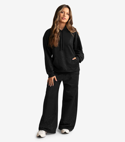 Image_Calça Wide Leg Juvenil Em Moletom Minty Preto