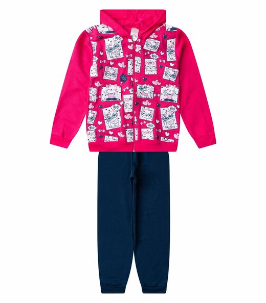 Conjunto Moletom Menina Jaqueta E Calça Select Rosa