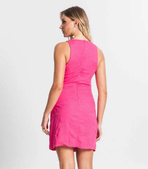 Vestido Curto De Linho Feminino Endless Rosa